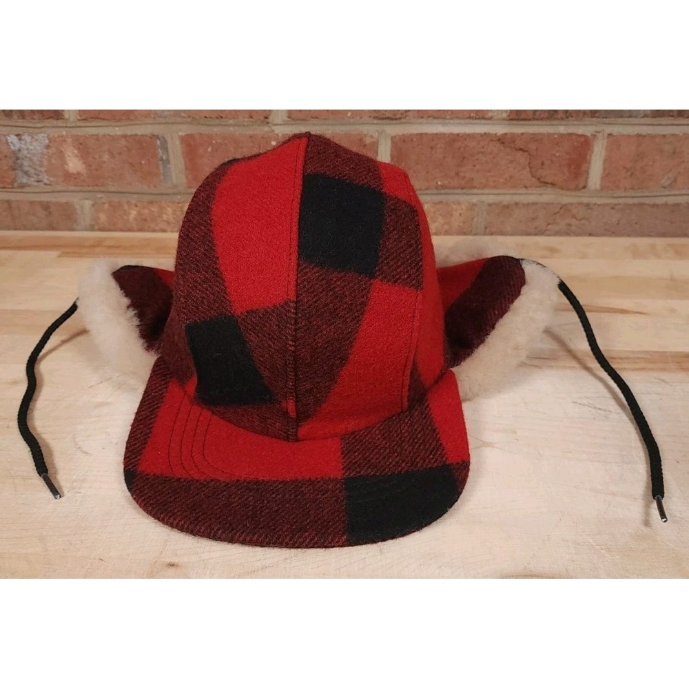 Filson Double Mackinaw Trapper‎ Hat Cap Buffalo Shearling Black Blaze Small USA